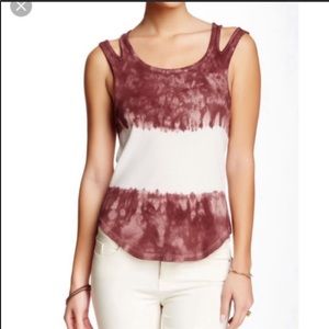 Free people tie dye ribbed double strap tank top